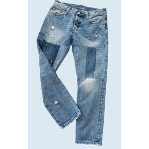 LEVI'S 501 CT Custom Tapered Patchwork Distressed Mid Rise Jeans Size 26